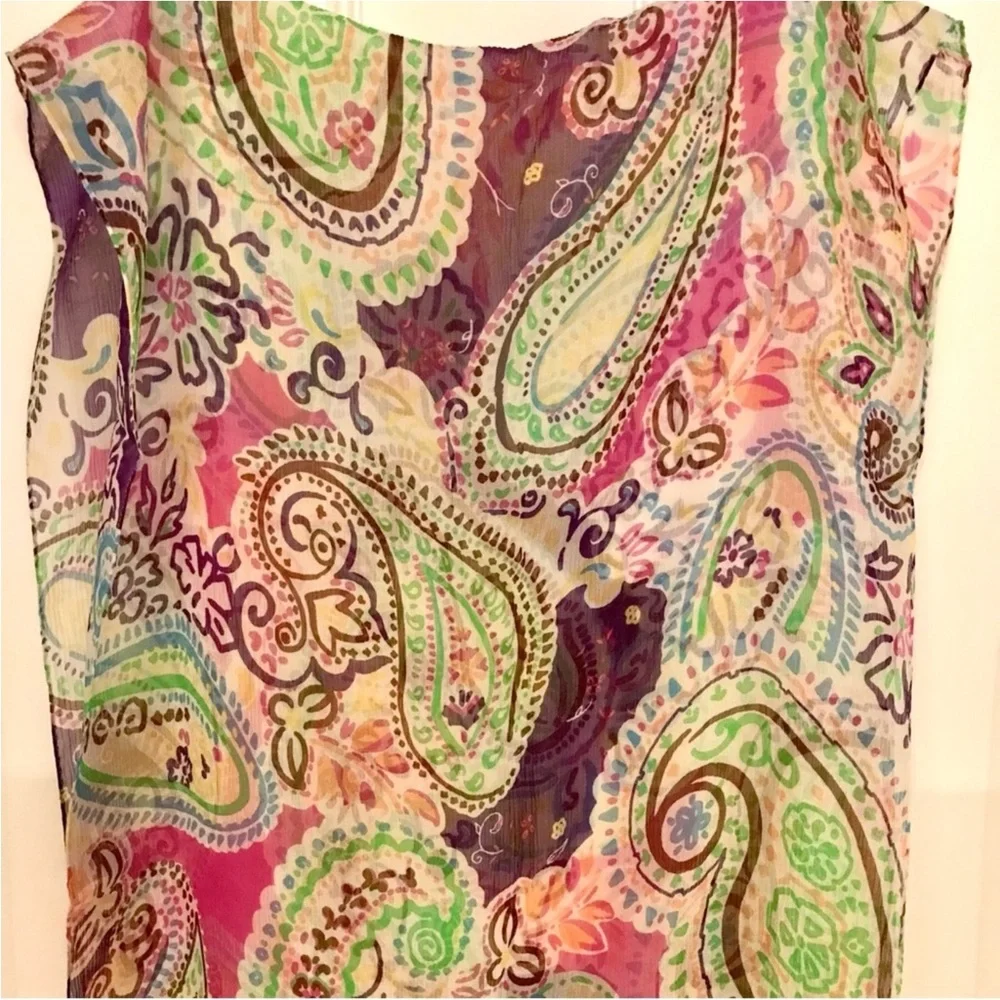 ETCETERA 100% Silk Scarf *Colorful Paisley Print*